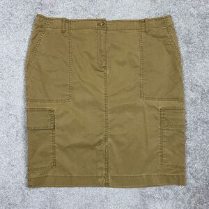 Eileen Fisher Tan Chino Khaki Style Midi Skirt Pockets Women’s Large